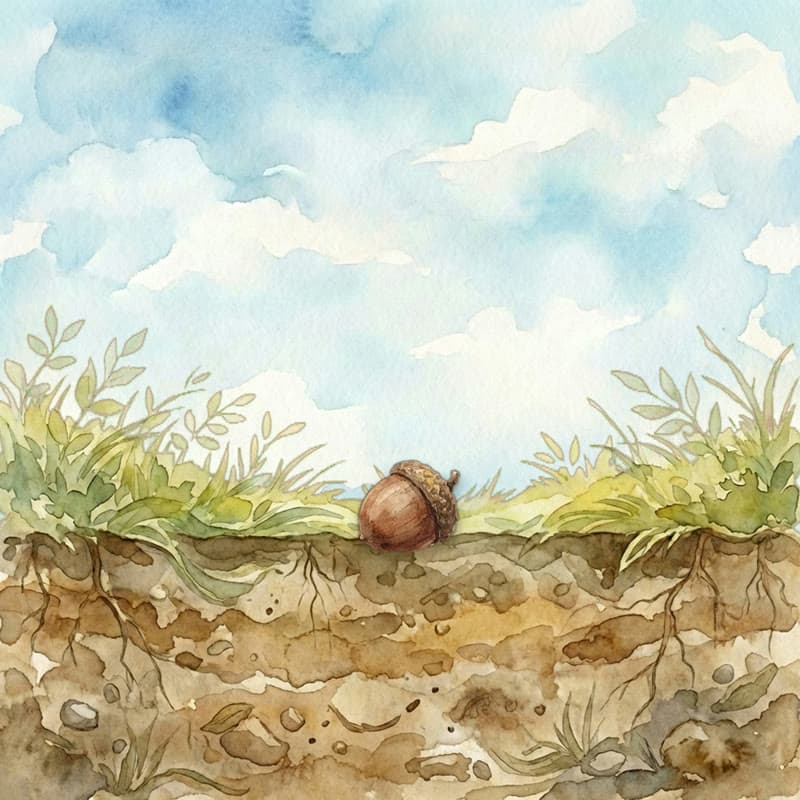A seed in soil, the first stage of a habit tree